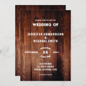 Invitation Mariage campagnard rural rustique en bois de grang (Devant / Derrière)