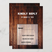 Invitation Mariage campagnard rural rustique en bois de grang (Devant / Derrière)