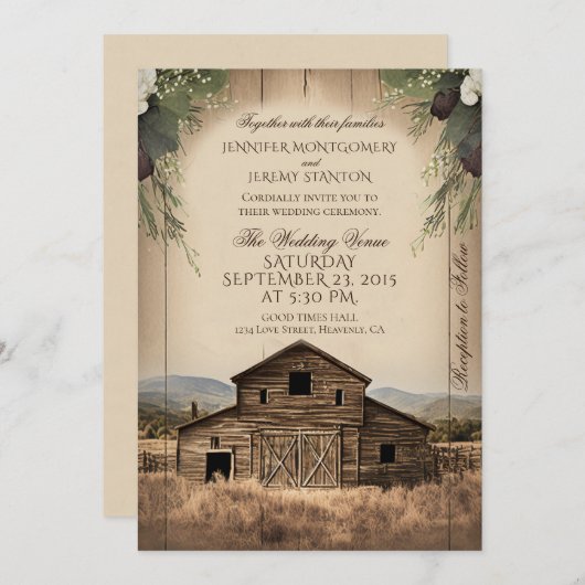 Invitation Mariage campagnard rustique (Devant / Derrière)