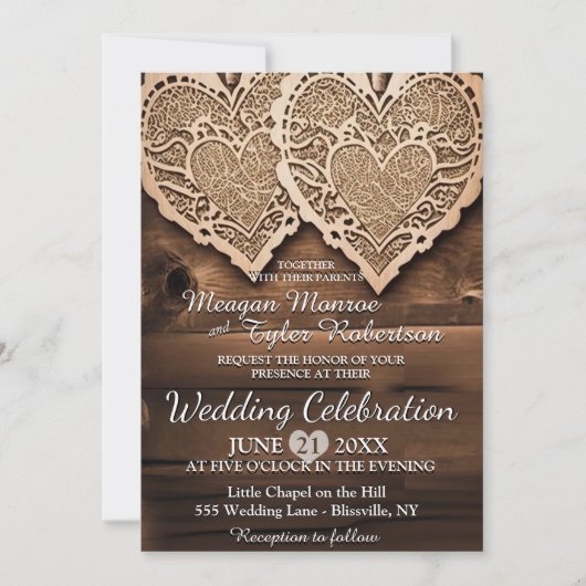 Invitation Mariage campagnard rustique (Devant)