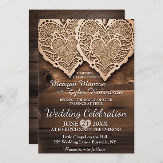 Invitation Mariage campagnard rustique (Devant / Derrière)