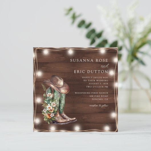 Invitation Mariage campagnard rustique (Debout devant)