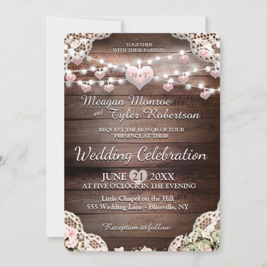 Invitation Mariage campagnard rustique (Devant)