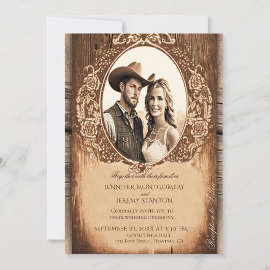 Invitation Mariage campagnard rustique (Devant)