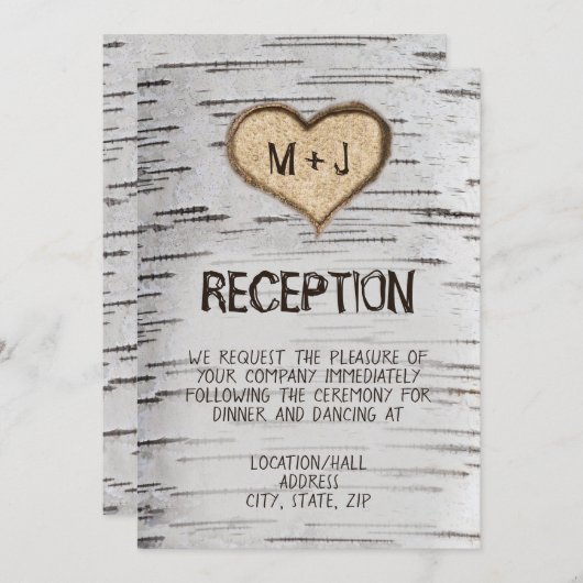 Invitation Mariage campagnard rustique à bouleau blanc (Devant / Derrière)