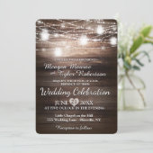 Invitation Mariage campagnard rustique avec des lumières de (Debout devant)