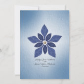 Invitation Mariage campagnard Rustique bleu Jean Denim Fleurs (Dos)