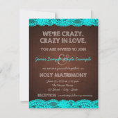 Invitation Mariage campagnard rustique Brown et Turquoise (Devant)