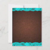 Invitation Mariage campagnard rustique Brown et Turquoise (Dos)