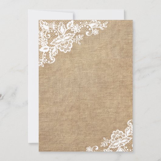 Invitation Mariage campagnard Rustique Burlap Et Dentelle (Dos)