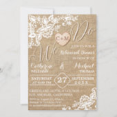 Invitation Mariage campagnard Rustique Burlap Et Dentelle (Devant)