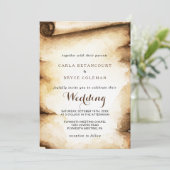 Invitation Mariage campagnard rustique de défilement papier (Debout devant)