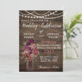 Invitation Mariage campagnard rustique de Mason Jar pourpre (Debout devant)