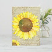 Invitation Mariage campagnard rustique de tournesol Burlap (Debout devant)