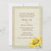 Invitation Mariage campagnard rustique de tournesol Burlap (Dos)