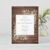 Invitation Mariage campagnard rustique de verdure en bois (Debout devant)