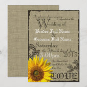 Invitation Mariage campagnard rustique du tournesol occidenta (Devant / Derrière)