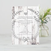 Invitation Mariage Campagnard Rustique en Bois Blanc de Style (Debout devant)