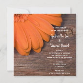Invitation Mariage campagnard rustique en bois d'orange (Devant)
