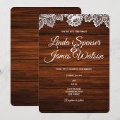 Invitation Mariage campagnard rustique en bois et dentelle In (Devant / Derrière)