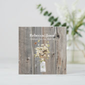 Invitation mariage campagnard rustique grange bois fleur sauv (Debout devant)