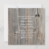 Invitation mariage campagnard rustique grange bois fleur sauv (Dos)