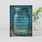 Invitation Mariage campagnard rustique Mason bleu Mason Jar (Debout devant)