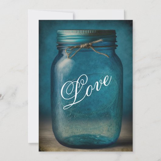 Invitation Mariage campagnard rustique Mason bleu Mason Jar (Dos)