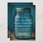 Invitation Mariage campagnard rustique Mason bleu Mason Jar (Devant / Derrière)