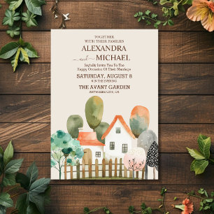 Invitation Mariage campagnard rustique moderne fleur sauvage