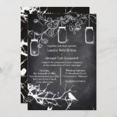 Invitation Mariage campagnard rustique Oiseaux Mason Jar Chal (Devant / Derrière)