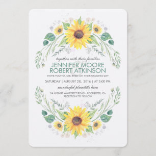 Invitation Mariage campagnard rustique tournesol