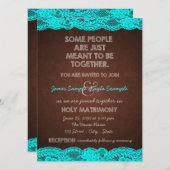Invitation Mariage campagnard turquoise bleu et Brown rustiqu (Devant / Derrière)