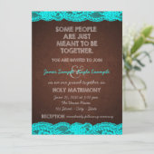 Invitation Mariage campagnard turquoise bleu et Brown rustiqu (Debout devant)