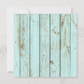 Invitation Mariage campagnard turquoise Blue Barne Wood Chalk (Dos)