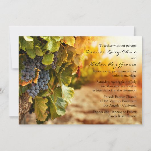 Invitation Mariage campagnard Vin (Dos)