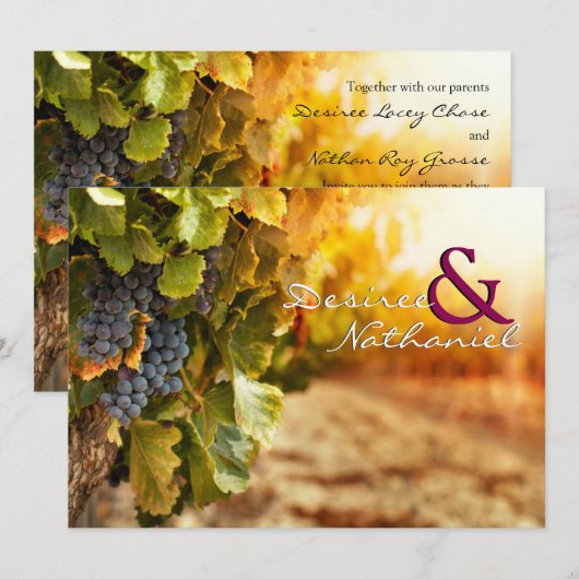 Invitation Mariage campagnard Vin (Devant / Derrière)