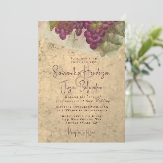 Invitation Mariage campagnard vinicole rustique (Debout devant)