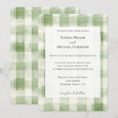 Invitation Mariage campagnard Western Green Cream Plaid Strip (Devant / Derrière)