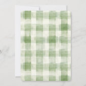 Invitation Mariage campagnard Western Green Cream Plaid Strip (Dos)