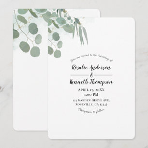 Invitation Mariage Campagne Eucalyptus Minimaliste Élégant Vé