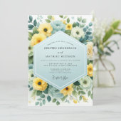 Invitation Mariage Canari Fleur Poudre Bleue (Debout devant)