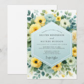 Invitation Mariage Canari Fleur Poudre Bleue (Devant / Derrière)