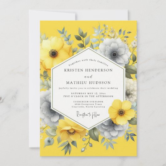Invitation Mariage Canary Slate Summer Flora (Devant)