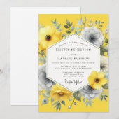 Invitation Mariage Canary Slate Summer Flora (Devant / Derrière)