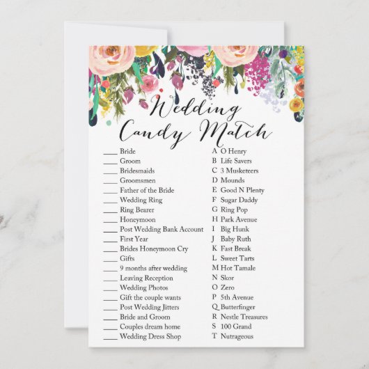 Invitation Mariage Candy Match Jeu de Fête de l'mariée du jar (Devant)