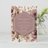 Invitation Mariage Caprice Fleur de Rose Poussiéreuse (Debout devant)