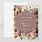Invitation Mariage Caprice Fleur de Rose Poussiéreuse (Devant / Derrière)