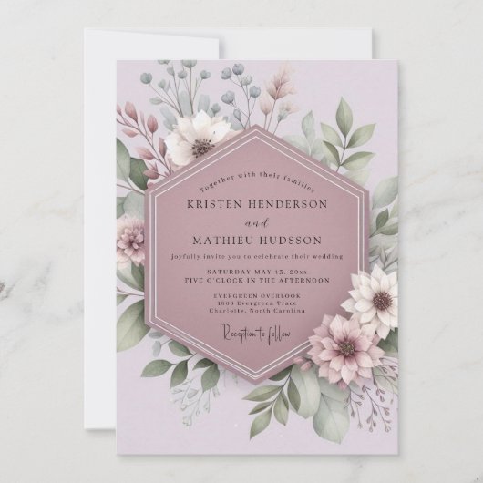 Invitation Mariage Caprice Fleur Mauve (Devant)