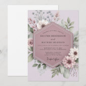 Invitation Mariage Caprice Fleur Mauve (Devant / Derrière)